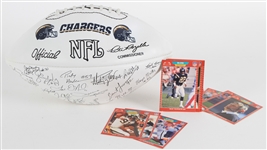 1980s-90s San Diego Chargers Memorabilia - Lot of 14 w/ Facsimile Signed Football & Trading Cards
