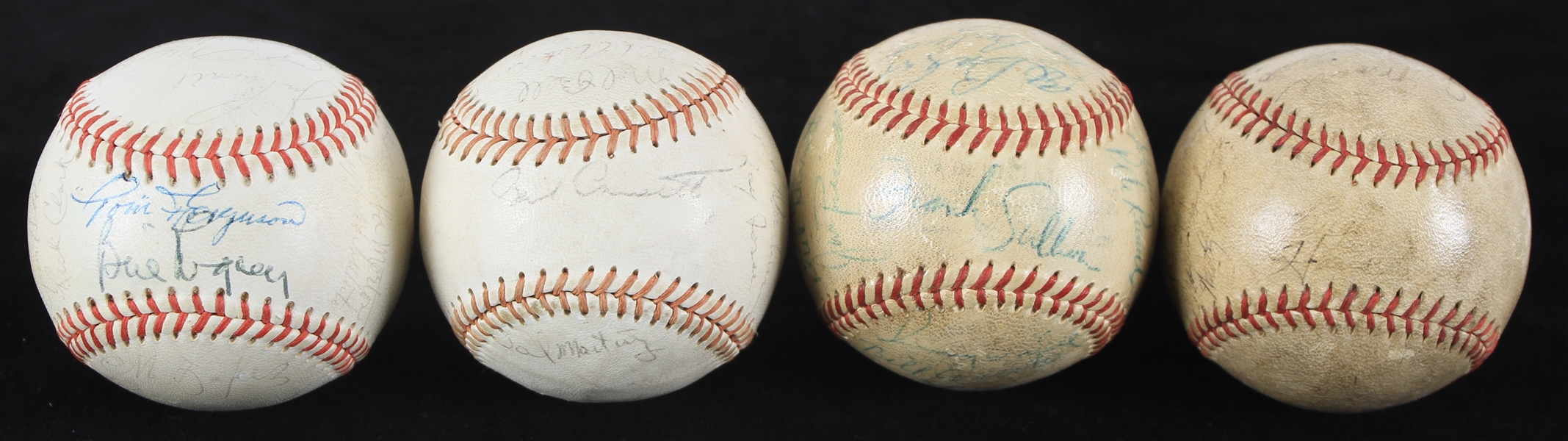 1930s-60s Multi Signed Baseball Collection - Lot of 4 w/ California Angels, Boston Red Sox & More