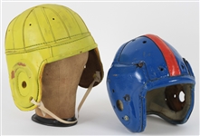 1910s-20s Game Worn Suspension Football Helmets - Lot of 2 (MEARS LOA)