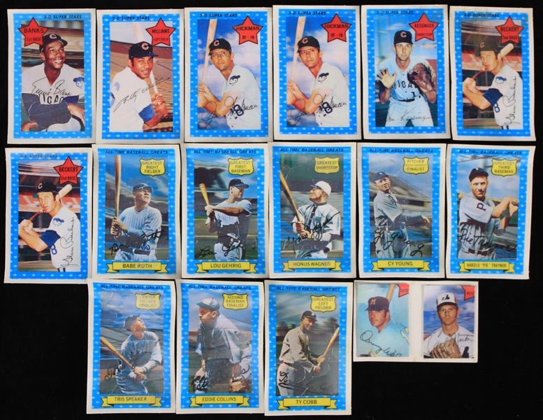 1970-71 All Time Baseball Greats & Chicago Cubs 3-D Superstars Baseball Trading Cards - Lot of 15