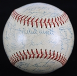 1958-59 Milwaukee Braves Team Signed ONL Giles Baseball w/ 34 Signatures Including Hank Aaron, Warren Spahn, Eddie Mathews & More (JSA)