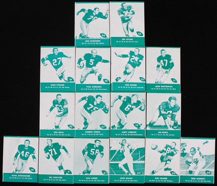 1961 Green Bay Packers Lake To Lake Football Trading Cards Premiums - Lot of 16 w/ Paul Hornung, Jim Taylor, Forest Gregg, Herb Adderley & More