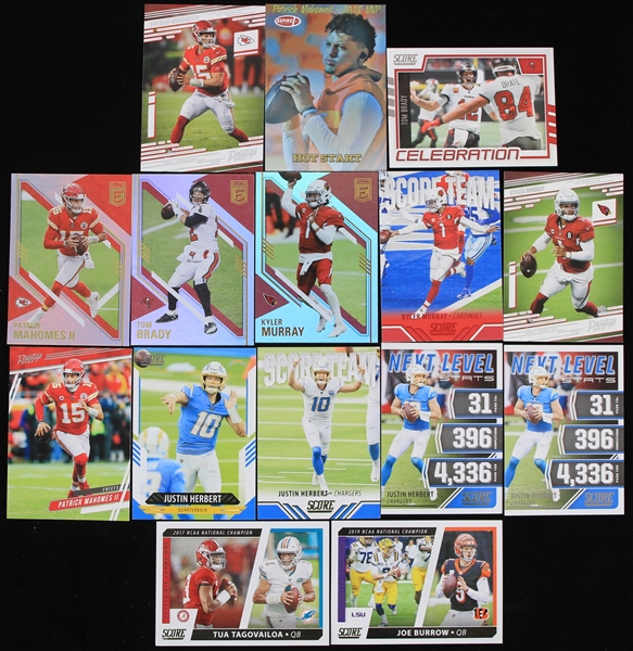 2019-22 Quarterbacks Football Trading Cards - Lot of 15 w/ Patrick Mahomes, Tom Brady, Justin Herbert & More