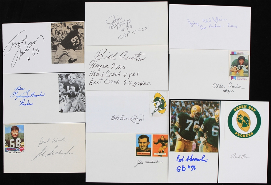 1990s Green Bay Packers Signed Index Card Collection - Lot of 11 w/ Fuzzy Thurston, Bob Skoronski, Zeke Bratkowski & More (JSA)