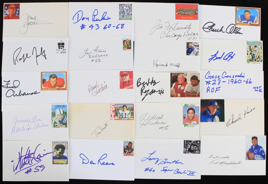1990s-2000s Football Player & Coaches Signed Index Cards - Lot of 40+ w/ Marty Schottenheimer, Dan Reeves, Buddy Ryan, Chuk Knox & More (JSA)