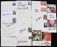 1990s College Football Hall of Fame Signed Index Cards - Lot of 18 w/ Babe Parilli, Bobby Bowden, Bump Elliott, Tommy Nobis & More (JSA)