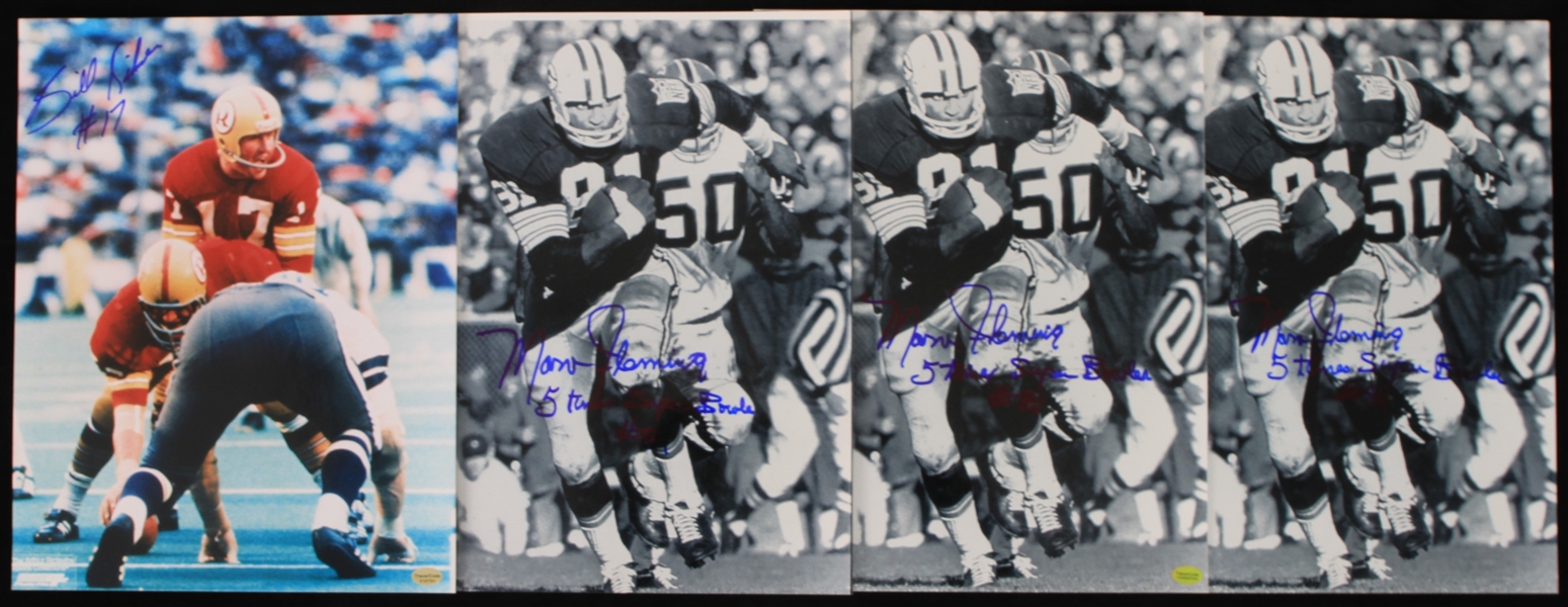 1960-1970s Marv Fleming Green Bay Packers and Billy Kilmer Washington Redskins (Commanders) Autographed 11x14 Photos (Lot of 4) (JSA)