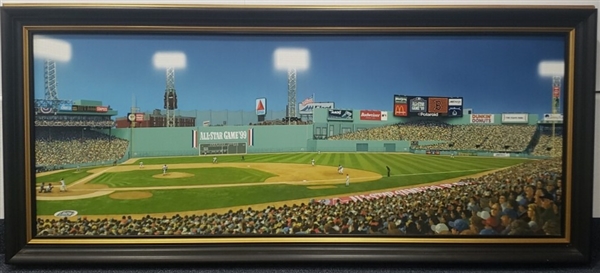 1999 (July 15) Final Fenway Park All Star Game 44x94 Framed Painting "...The lithograph has Jeter Bating and name on the batter box in center field"