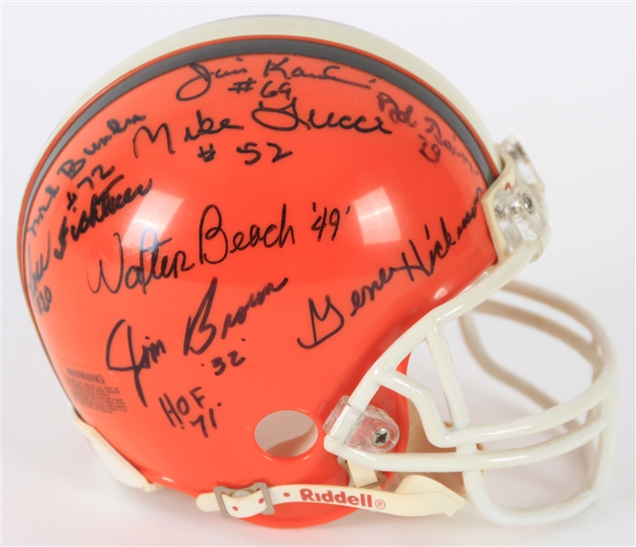 1995-2006 Cleveland Browns Multi Signed Mini Helmet (Bill Fleming Collection/Tracer Code)