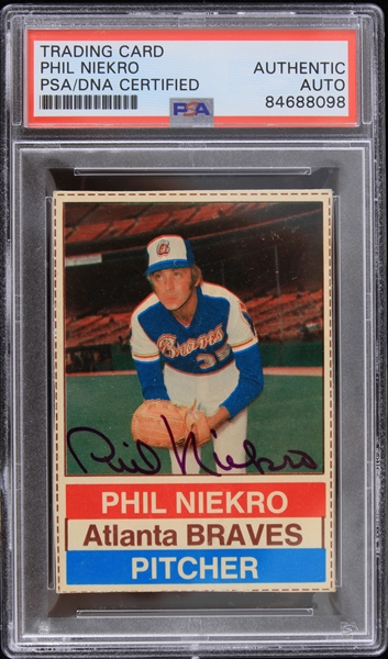 1964-83 Phil Niekro Atlanta Braves Signed Trading Card (PSA/DNA Slabbed)