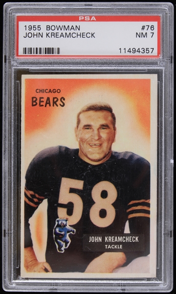 1955 John Kreamcheck Chicago Bears Bowman #76 Trading Card (PSA NM 7)