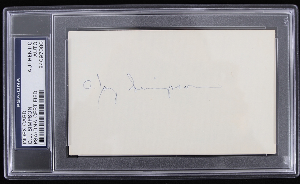 1969-1977 O.J. Simpson Buffalo Bills Signed Index Card (PSA/DNA Slabbed)