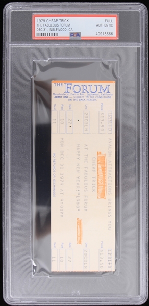 1979 Cheap Trick The Fabulous Forum Inglewood CA Full Ticket (PSA Slabbed) 