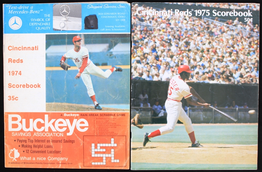 1974-1975 Cincinnati Reds Scorebooks (Lot of 2)