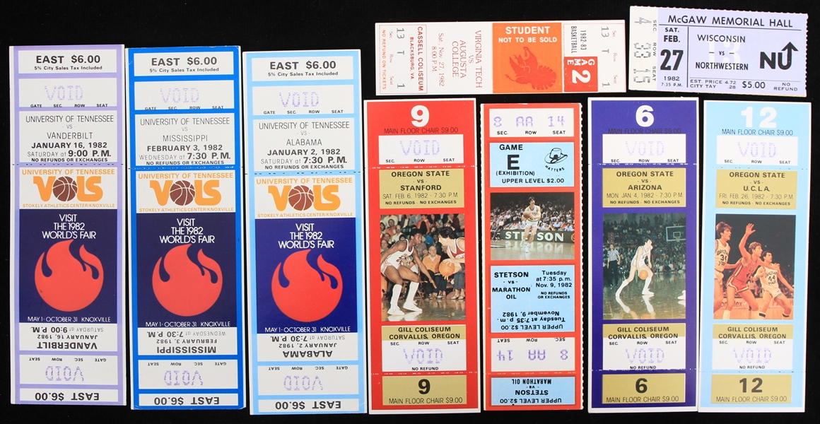 1982 College Basketball Ticket Stubs (Lot of 9)