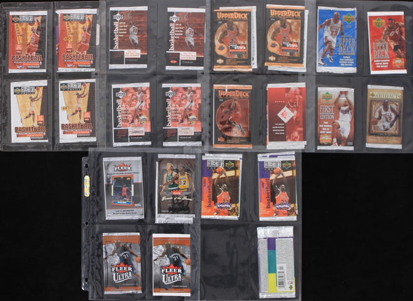 1970s-2000s Topps Basketball Wax Pack Wrappers w/ Upper Deck Wrappers (Lot of 40)