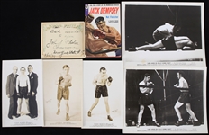 1920s-1940s Tony Kocsis, Charlie Raymond, Joe Louis, and Jack Dempsey 8x10 Photos and More (Lot of 7)