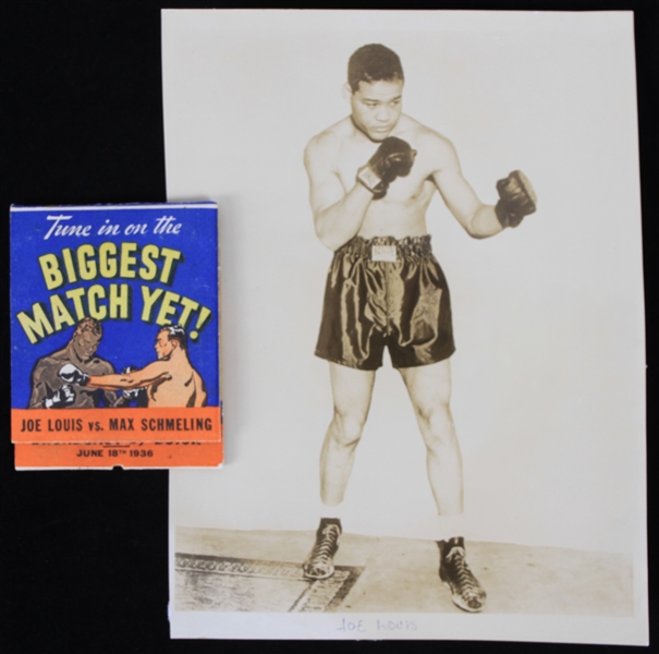 1930s Joe Louis 8x10 Photo and Matchbook (Lot of 2)