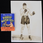 1930s Joe Louis 8x10 Photo and Matchbook (Lot of 2)