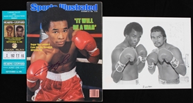 1980s Sugar Ray Leonard Sports Illustrated, 8x10 Photo, and Ticket (Lot of 3)
