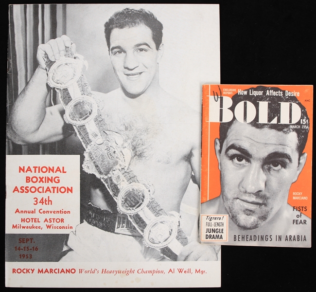 1953 Rocky Marciano Bold Pocket Magazine w/ 34th National Boxing Association Program 