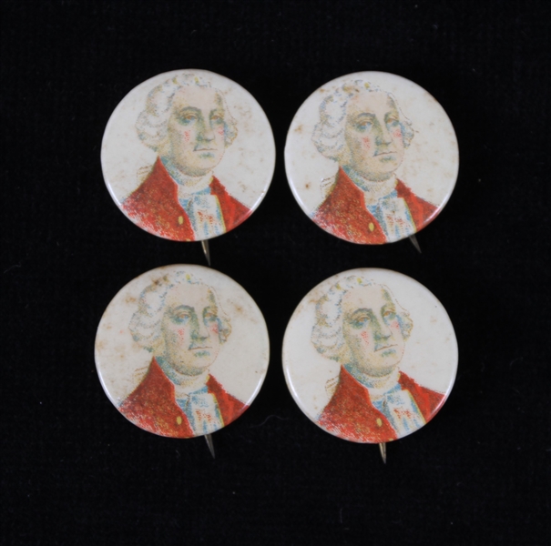 1880s-1900s George Washington 1" Pinback Buttons (Lot of 4) 