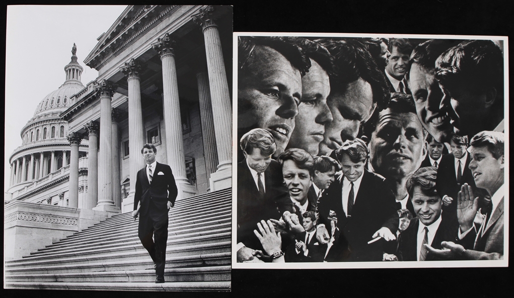1968-69 Robert F Kennedy Presidential Candidate 11" x 13" Original Photos - Lot of 2