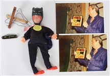 1960s-70s Batman Memorabilia Collection - Lot of 4 w/ 12.5" Marionette Doll, Pocket Knife & Photos