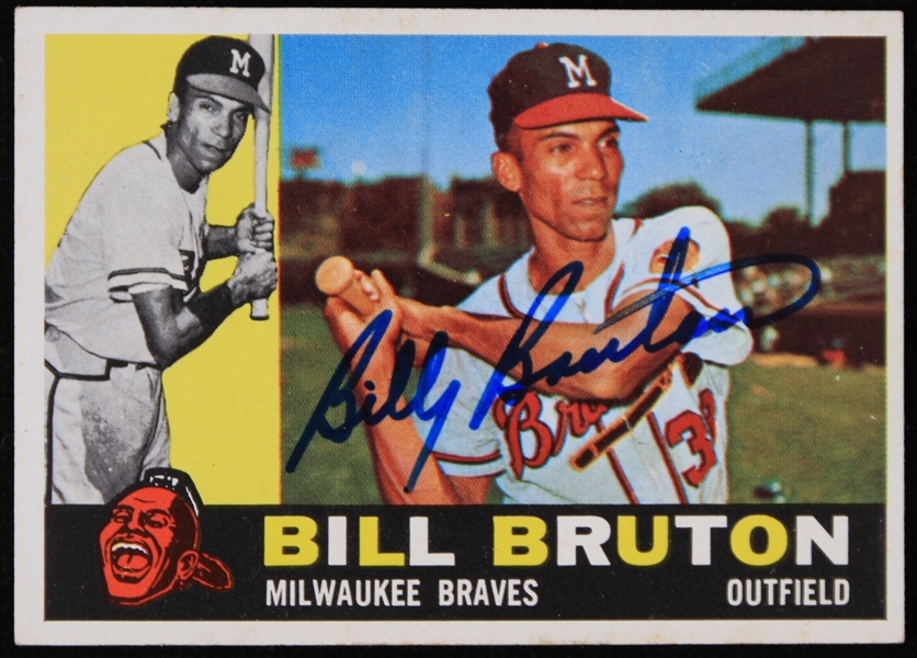 1960 Bill Bruton Milwaukee Braves Signed Topps #37 Trading Card (JSA)