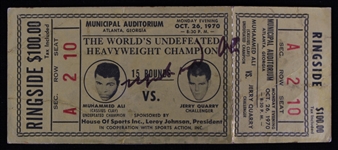 1970 Muhammad Ali vs Jerry Quarry Ringside Ticket (JSA)