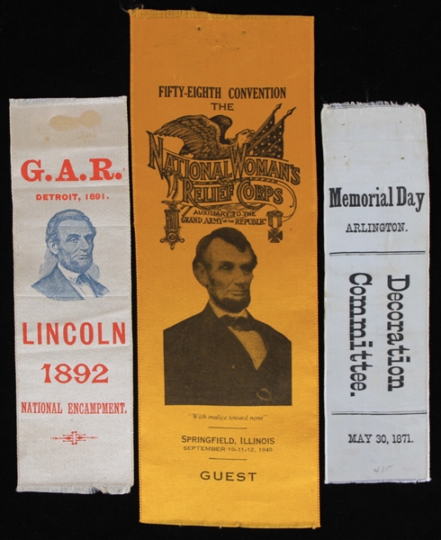 1871-1940 Abraham Lincoln Ribbons (Lot of 3)