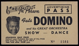 Fats Domino (d. 2017) Advertising Pass