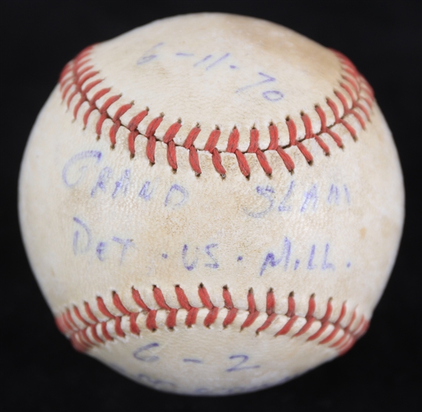 1970 Detroit Tigers Milwaukee Brewers Game Used OAL Cronin Baseball (MEARS LOA) Attributed to Jim Northrup Grand Slam