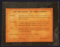 1961 New York Yankees World Series Champions 29 Full Size Team Photo Pennant