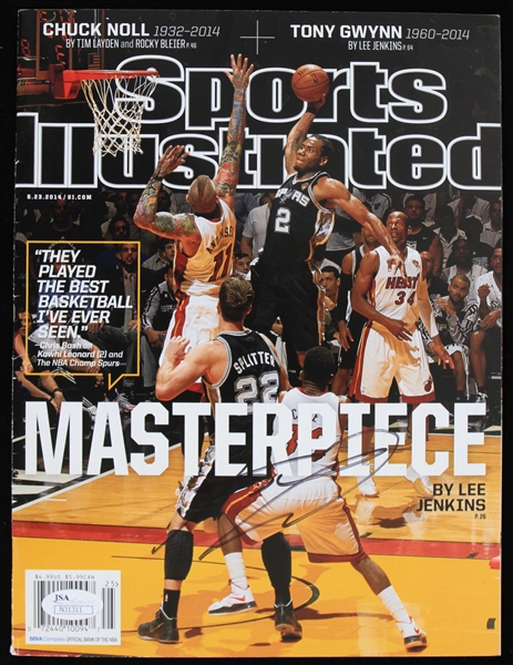 2014 Kawhi Leonard San Antonio Spurs Signed Sports Illustrated Magazine (*JSA*)