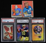 1948-2000 Football Trading Cards - Lot of 5 w/ Tom Brady Slabbed, YA Tittle Slabbed & Bobby Layne Rookie