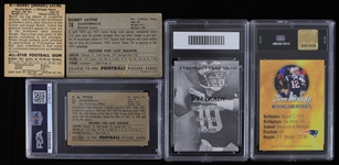 1948-2000 Football Trading Cards - Lot of 5 w/ Tom Brady Slabbed, YA Tittle Slabbed & Bobby Layne Rookie