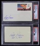 1980s Ralph Branca Brooklyn Dodgers Signed Cut & Postcard - Lot of 2 (PSA Slabbed)