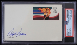 1984 Ralph Branca Brooklyn Dodgers Signed Olympic Postcard (PSA Slabbed)