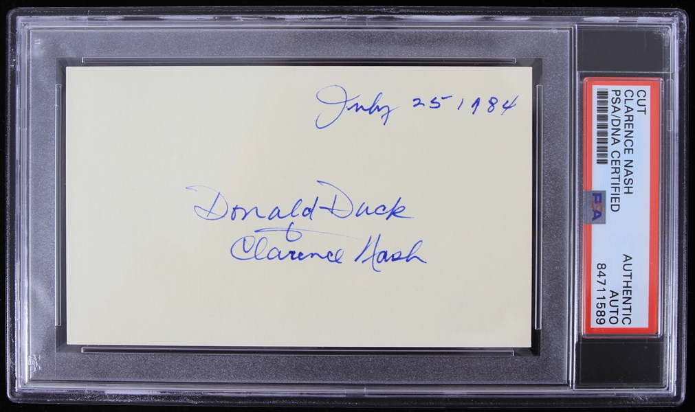 1984 Clarence Nash Voice of Donald Duck Signed Cut (PSA Slabbed)