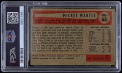 1954 Mickey Mantle New York Yankees Bowman #65 Baseball Trading Card (PSA Slabbed VG 3)