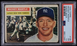 1956 Mickey Mantle New York Yankees Topps #135 White Back Baseball Trading Card (PSA Slabbed FR 1.5)
