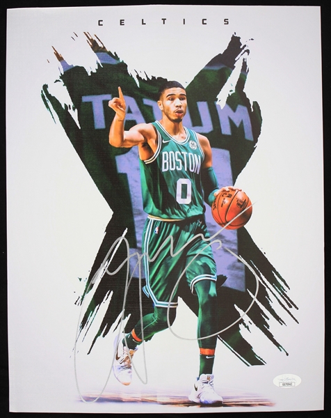 2017-20 Jayson Tatum Boston Celtics Signed 11" x 14" Canvas Art Print (*JSA*)
