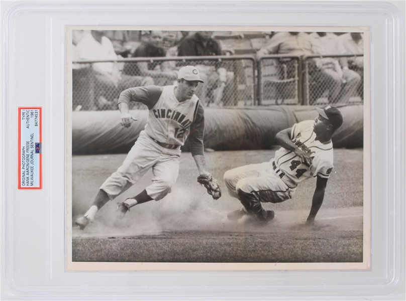 1961 Hank Aaron Milwaukee Braves 8" x 10" Original Photo (PSA Slabbed Type 1)