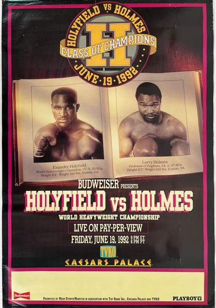 1992 Evander Holyfield Larry Holmes World Heavyweight Championship Title Bout 30" x 40" Poster