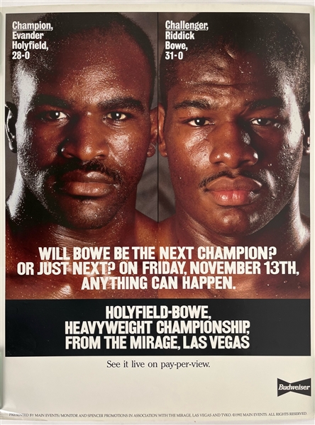 1992 Evander Holyfield Riddick Bowe World Heavyweight Championship Title Bout 22" x 29" Poster 