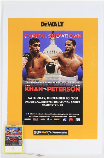 2011 Amir Khan vs. Lamont Peterson Capital Showdown 20x30 Poster w/ Staff Event Pass 