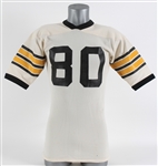 1970s Evans #80 White/Black/Gold Mesh Football Jersey 