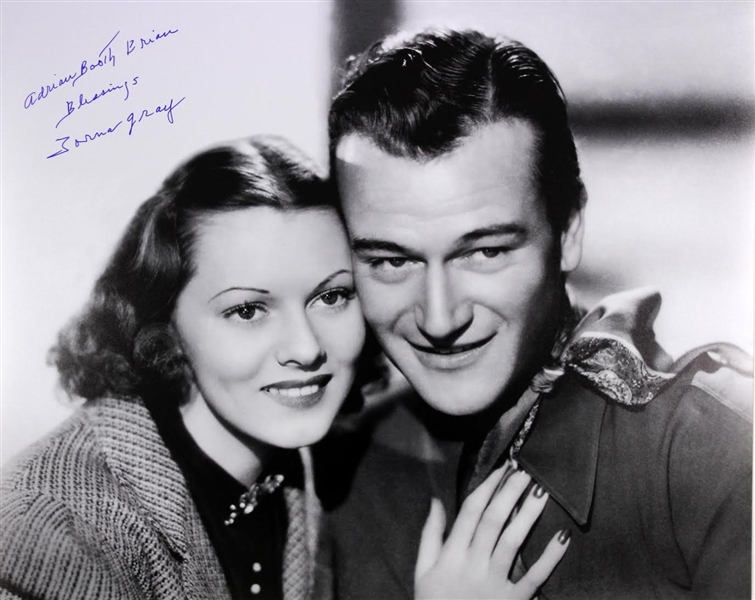 1938 Lorna Gray John Wayne Signed LE 16x20 B&W Photo (JSA)