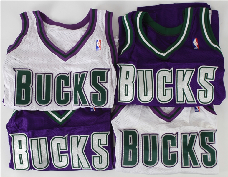 2003-05 Milwaukee Bucks Blank Jersey Shells - Lot of 4 w/ 2 Home & 2 Road (MEARS LOA)